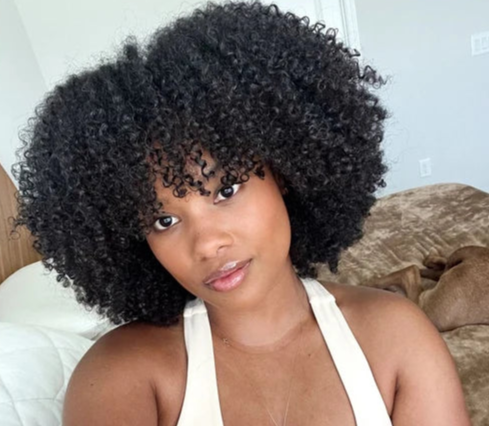 Short Jerry Curl Wig – 100% Virgin Human Hair, Afro Kinky Curly Wig with Bangs, 6-Inch Bob Style