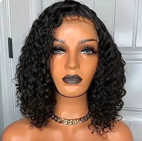 Short Deep Wave Lace Front Wig – Hair, Transparent Swiss Lace, Natural Volume