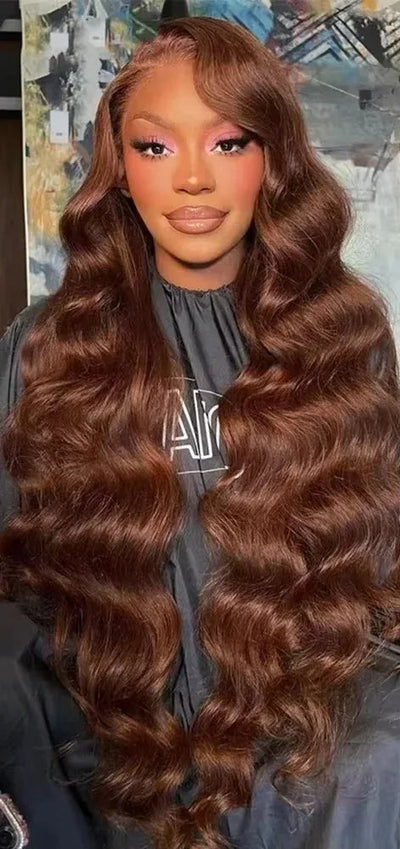 26+ Inch Body Wave Human Hair Lace Front Wig – French Lace, Transparent Color, Long & Luxurious