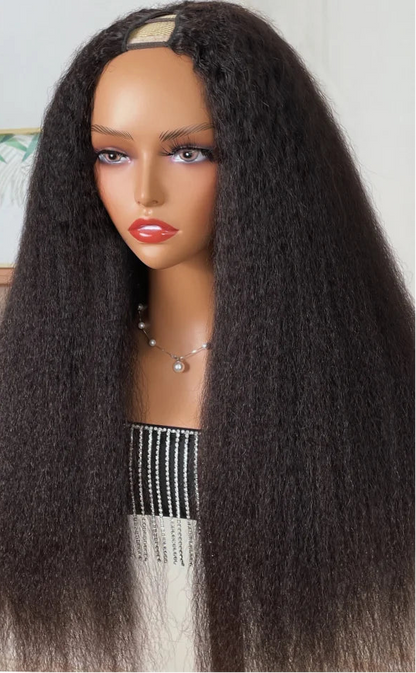 18-24 Inch Kinky Straight Hair Wig – Natural Texture & Dye-Friendly Versatility