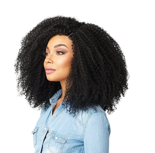 Afro Kinky Curly Human Hair Wig – 13x1x6 & T-Part Lace, 180% Density, Pre-Plucked Hairline with Baby Hair
