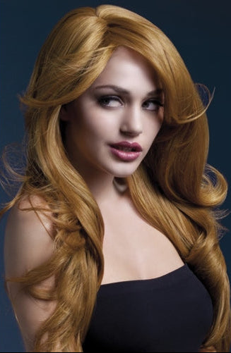 Auburn Soft Wave Synthetic Wig with Side Part - 26", Heat Resistant