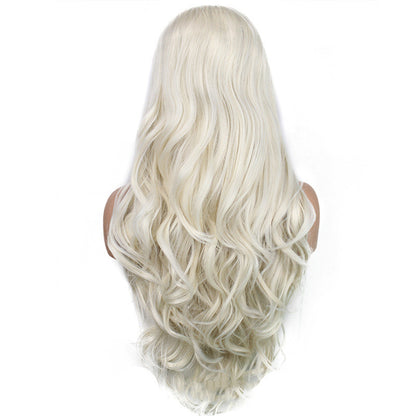 Beige 26-Inch Curly Hair Wig - Fashion Casual Style with High-Temperature Silk