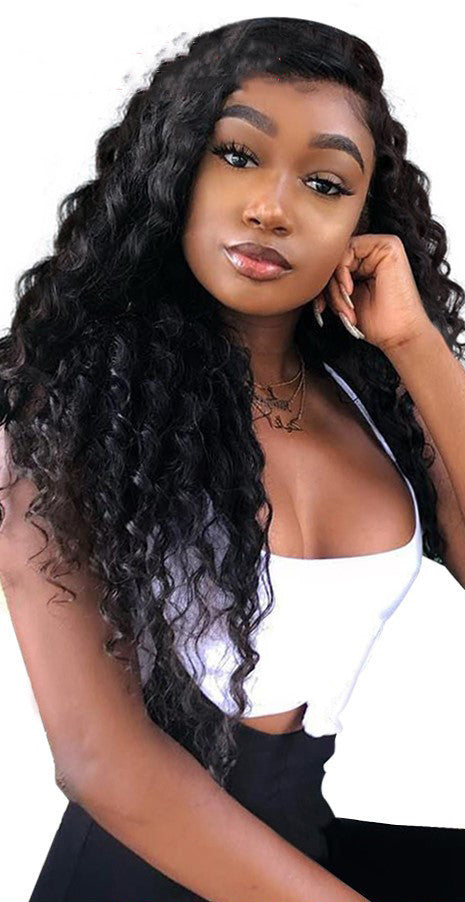 Black Small Curly Front Lace Wig - High-Temperature Resistant Fiber with Adjustable Fit
