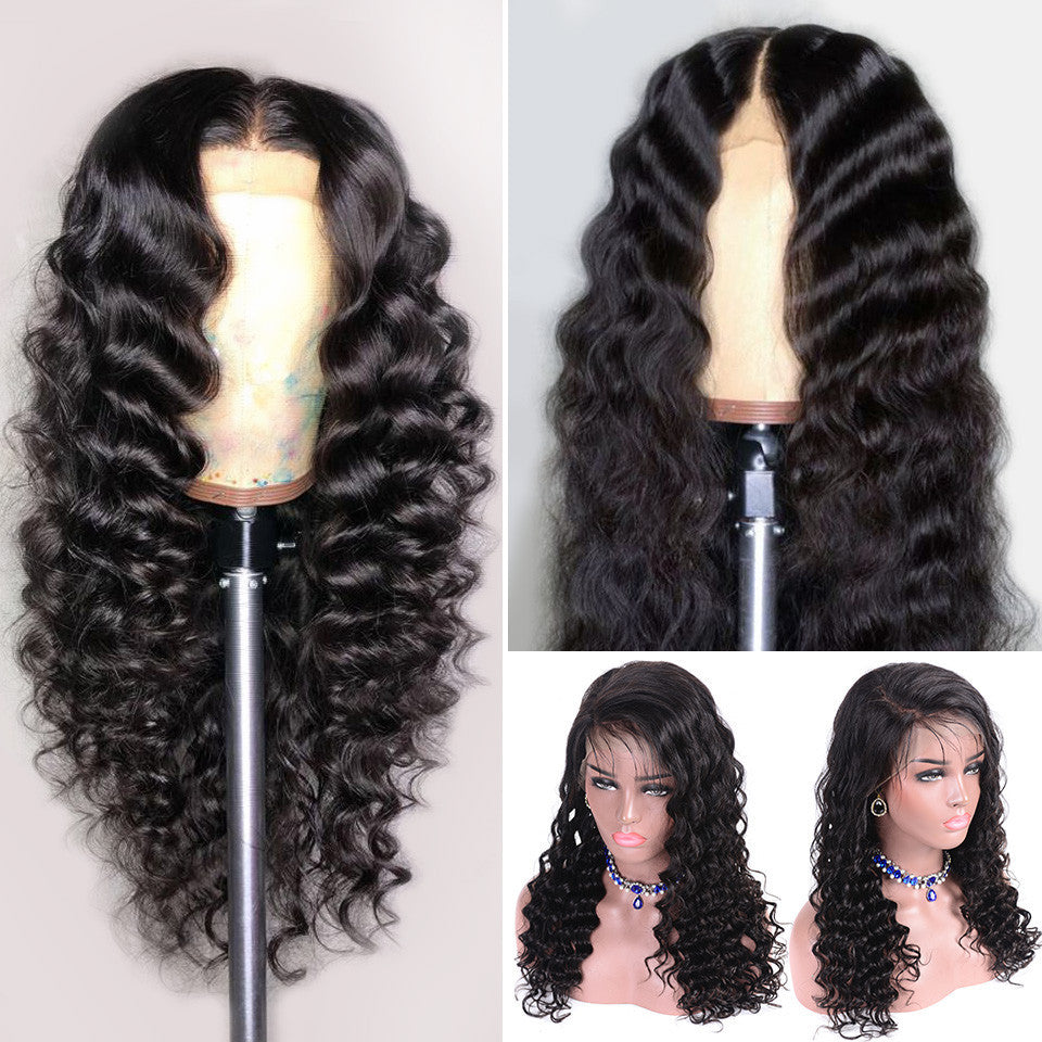 Black Small Curly Front Lace Wig - High-Temperature Resistant Fiber with Adjustable Fit