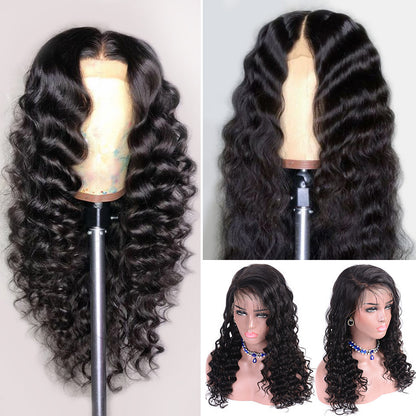 Black Small Curly Front Lace Wig - High-Temperature Resistant Fiber with Adjustable Fit