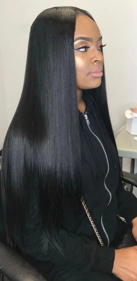 Black Straight Hair Wig - High-Temperature Wire, Multiple Lengths for Ladies