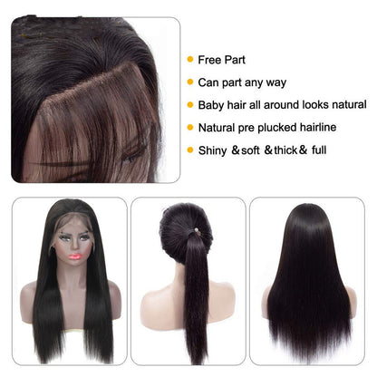 Black Straight Hair Wig - High-Temperature Wire, Multiple Lengths for Ladies