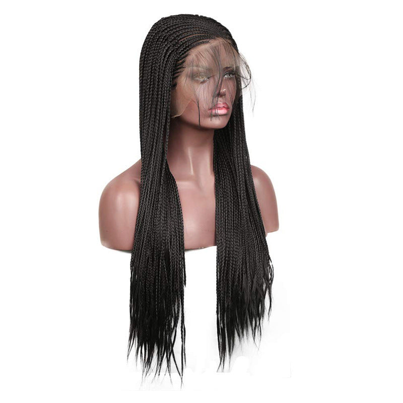 Black Synthetic Lace Front Braided Wig - Fashion Dirty Braids Style