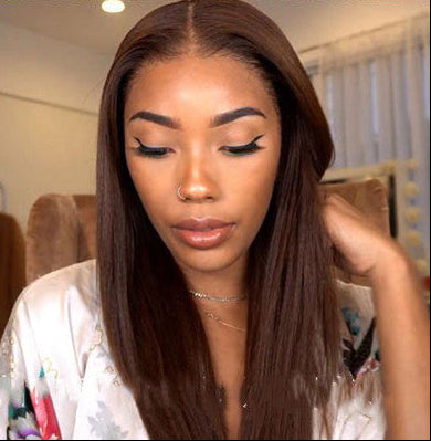 Brown Human Hair Wig – 13x6 Lace, 150% Density, Medium to Long Length