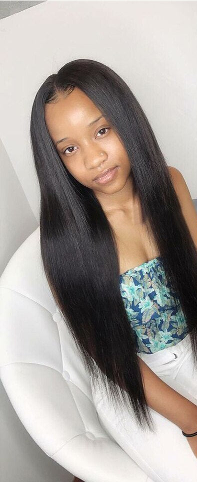 Chemical Fiber Front Lace Wig Headgear – Straight Hair, Comfortable Stretch Net, Korean High-Temperature Wire, 12-28 Inches, 150% Density