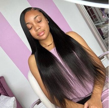Chemical Fiber Front Lace Wig Headgear – Straight Hair, Comfortable Stretch Net, Korean High-Temperature Wire, 12-28 Inches, 150% Density