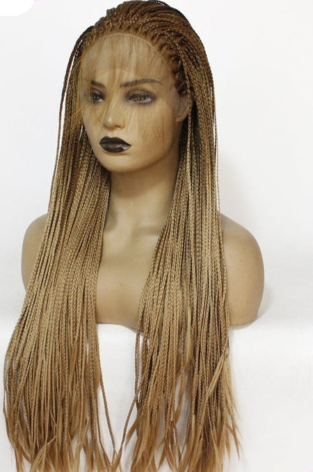 Chemical Fiber High Temperature Silk Long Straight Hair Half Hand Woven Front Lace Wig Headgear – Dyeable, 12-26 Inches, for Any Face Shape