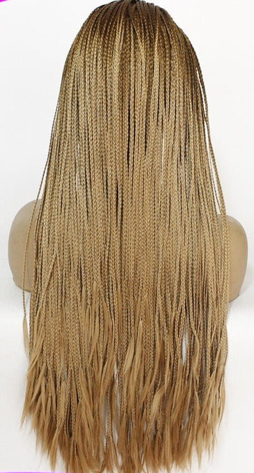 Chemical Fiber High Temperature Silk Long Straight Hair Half Hand Woven Front Lace Wig Headgear – Dyeable, 12-26 Inches, for Any Face Shape