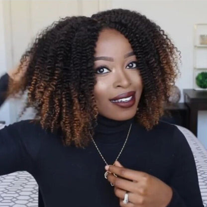 Chic Black Brown Small Curly Short Wig | Fashionable Synthetic African Style