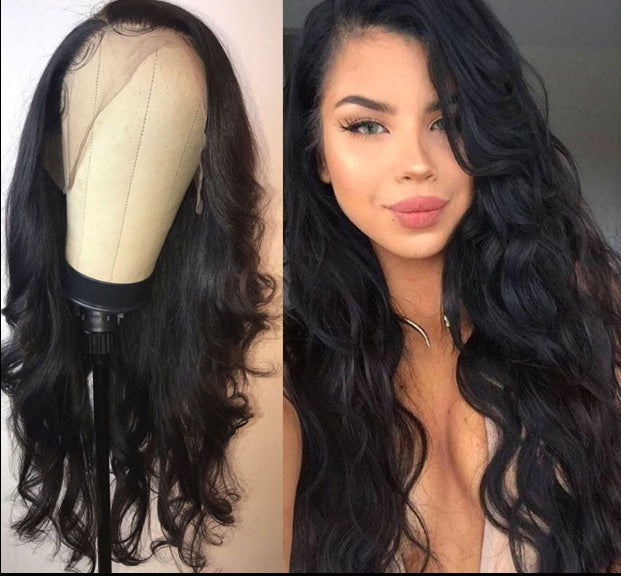 Chic European & American Long Curly Lace Front Wig - Versatile Big Wave Style for a Sophisticated Look