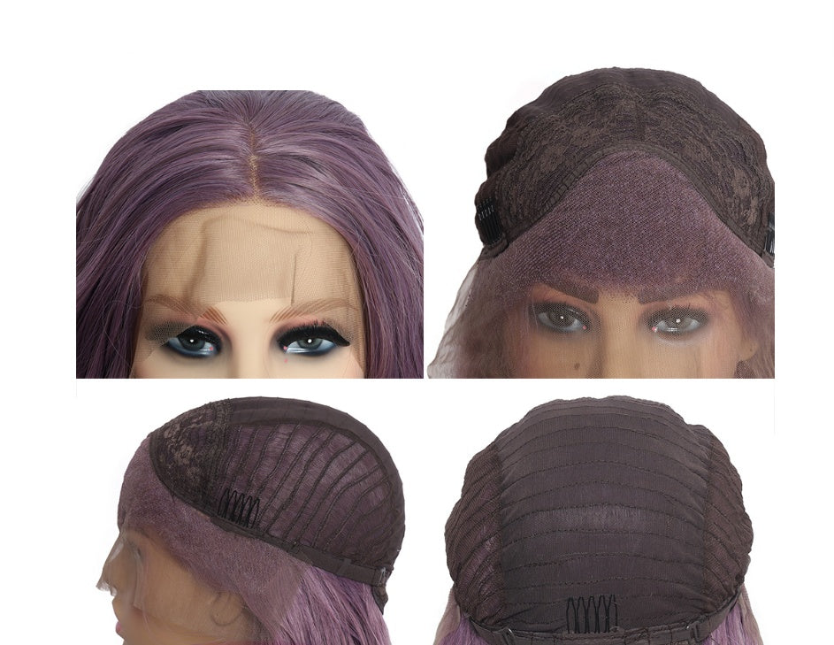Chic Long Purple Curly Lace Front Wig - Stylish Big Waves, 28 Inches!