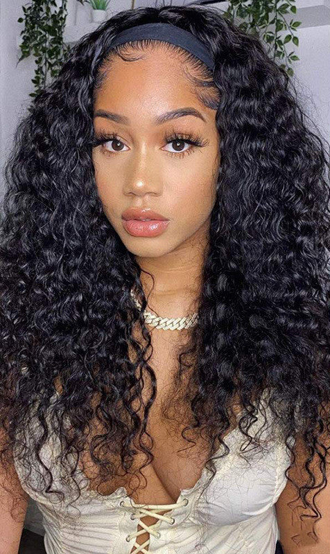 Chic Natural Color Turban Wig with Long Curly Real Hair | Available in Multiple Lengths