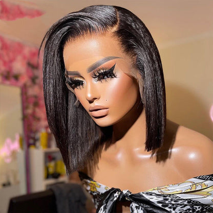 Chic Short Bob Straight 13x4 Transparent Lace Frontal Wig – 100% Human Hair1
