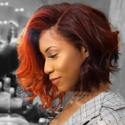 Chic Short Wavy Brown Synthetic Wig with Side Part Bangs – Heat Resistant, Perfect for Daily & Party Use