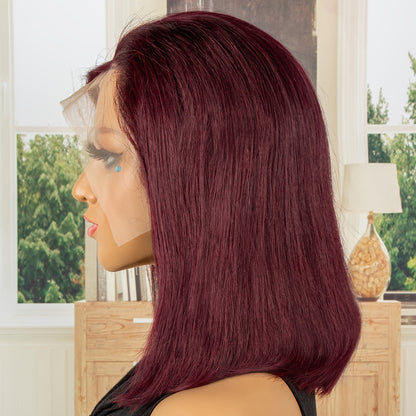 Claret Straight Human Hair Lace Front Wig - Glueless, Hair-Volumizing for Women3