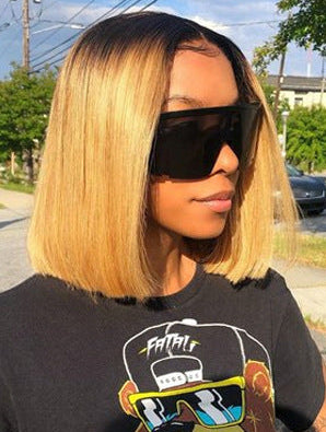 Color Bob Wig Real Hair Headgear – Medium to Long Length, Dyeable, T-Shaped Hand-Woven, Customizable Bangs4