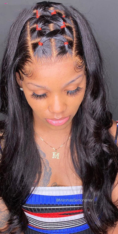 Customizable Real Hair Half Hand Woven Wig with Long Bangs – Heat-Dyeable & Suitable for All Skin Tones and Face Shapes