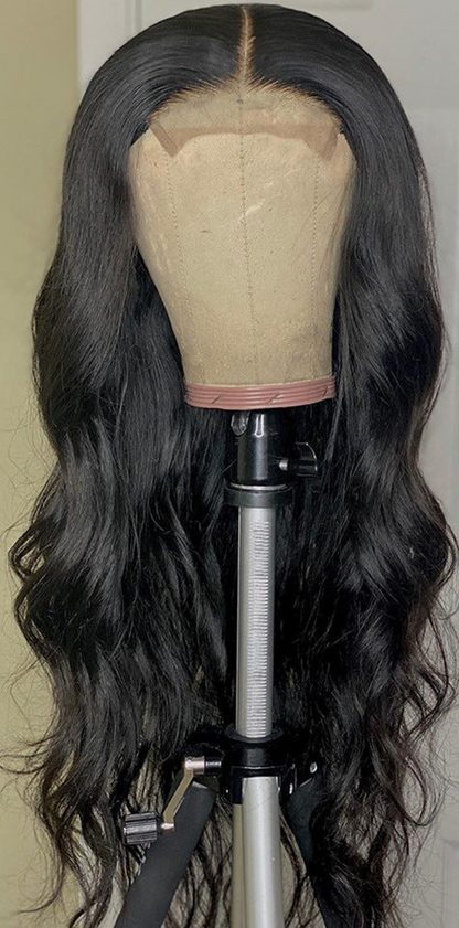 Customizable Real Hair Half Hand Woven Wig with Long Bangs – Heat-Dyeable & Suitable for All Skin Tones and Face Shapes
