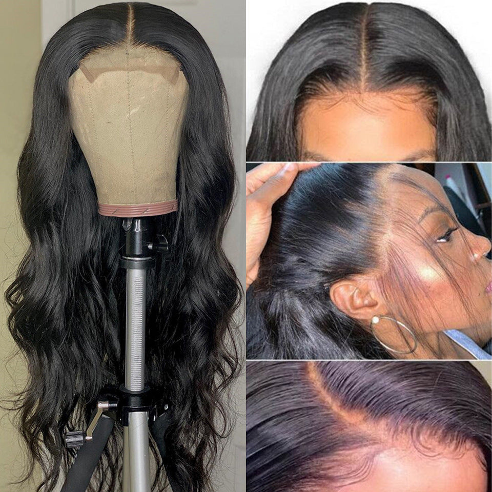 Customizable Real Hair Half Hand Woven Wig with Long Bangs – Heat-Dyeable & Suitable for All Skin Tones and Face Shapes