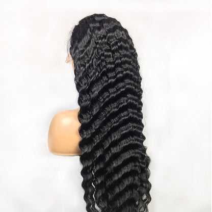 Deep Wave Human Hair Lace Frontal Wigs – Medium Length, Dyeable, Real Human Hair, Straight or Oblique Bangs3