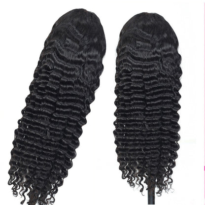 Deep Wave Human Hair Lace Frontal Wigs – Medium Length, Dyeable, Real Human Hair, Straight or Oblique Bangs5