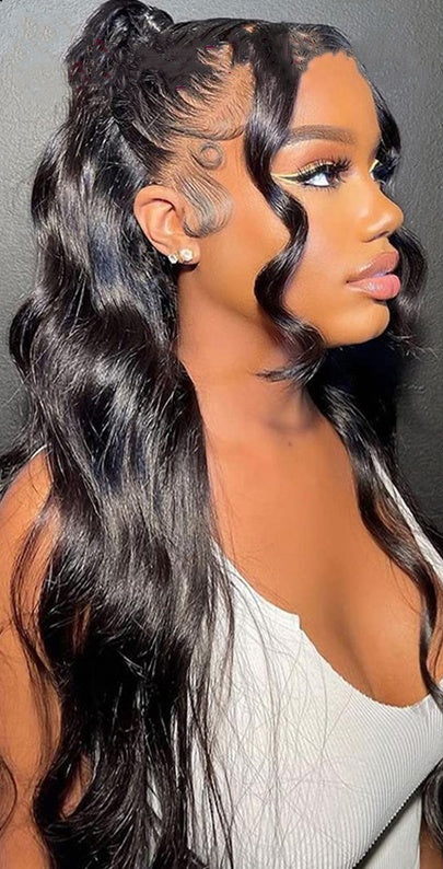 Elegant 360 Lace Long Wavy Human Hair Wig | 150% Density with Super Fine Swiss Lace