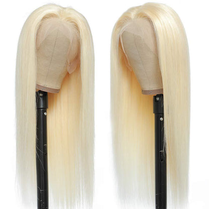 Elegant Light Golden Long Straight Lace Wig – Versatile South Korean Silk, Customizable Length