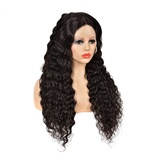 Elegant T-Shaped Lace T-Part Wig with Long Bangs – Versatile Real Hair Headgear