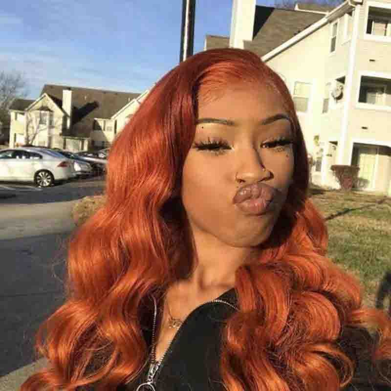 European & American Dark Orange Wig Hair Set – Real Human Hair, Smooth Texture, Dyeable, 150% & 180% Density, Exotic Style1