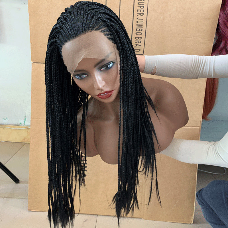 European & American Fashion Hot Models Big Braids Dirty Braids Wig – 24" Front Lace, Korean Silk, Dyeable, 13x6 Lace, 250-450g