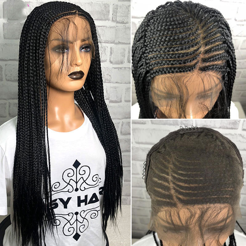 European & American Fashion Hot Models Big Braids Dirty Braids Wig – 24" Front Lace, Korean Silk, Dyeable, 13x6 Lace, 250-450g