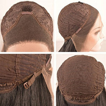 European & American Front Lace Wig – Black Long Straight Hair, High Temperature Silk, Dyeable, 10-26 Inches