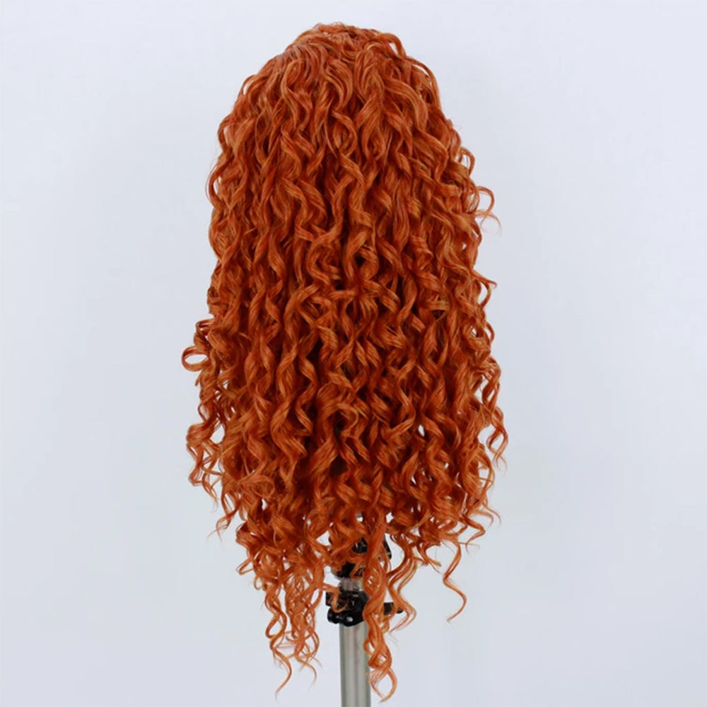 European & American Hand Woven Front Lace Wig – Long Curly Hair, Swiss Net, High-Temperature Silk, 300g