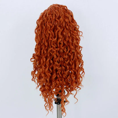 European & American Hand Woven Front Lace Wig – Long Curly Hair, Swiss Net, High-Temperature Silk, 300g