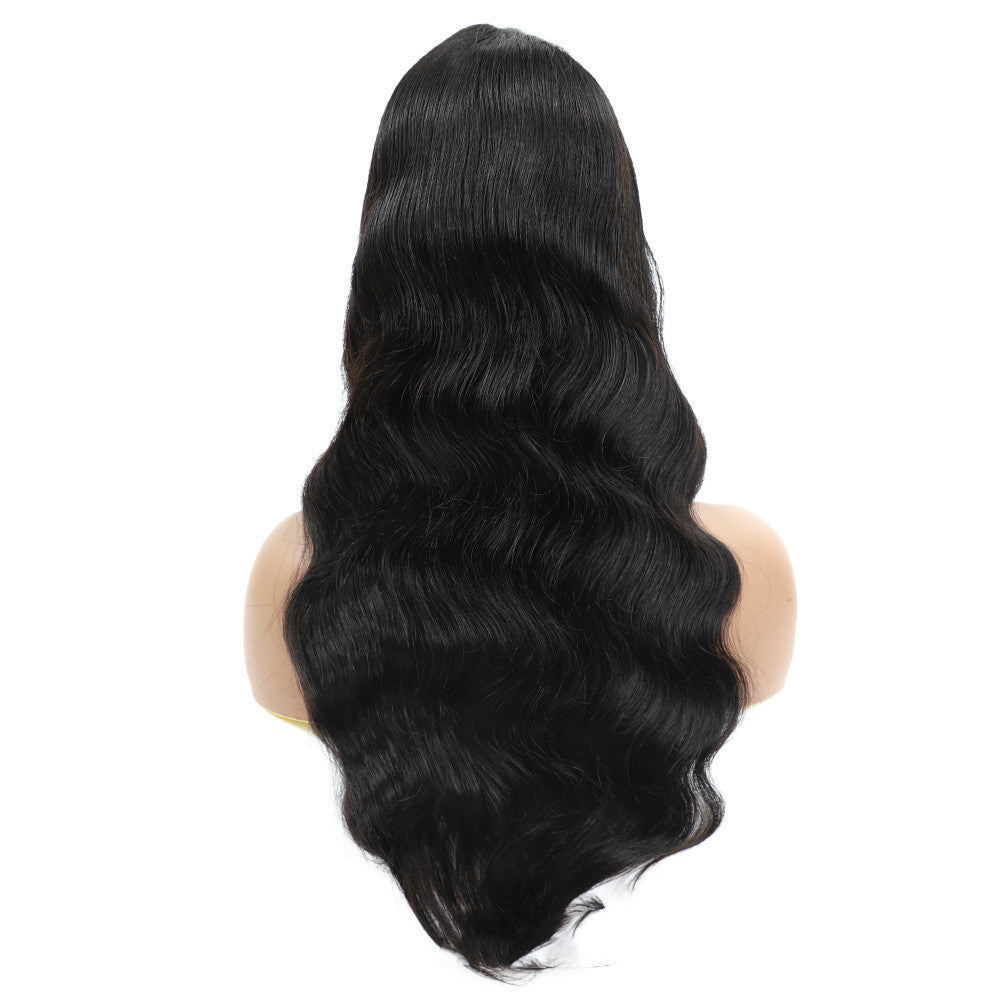 European & American Ice Silk Headband Wig – Real Human Hair, Dyeable, Straight or Oblique Bangs, 8-30 Inches1