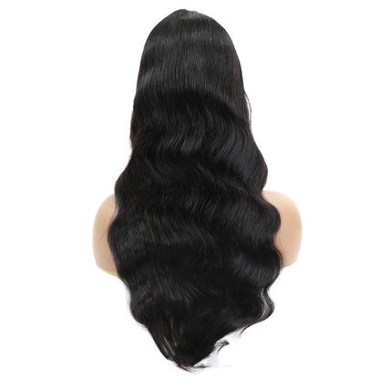 European & American Ice Silk Headband Wig – Real Human Hair, Dyeable, Straight or Oblique Bangs, 8-30 Inches1