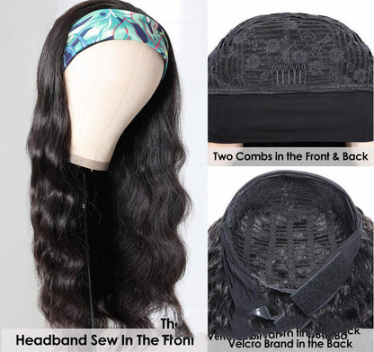 European & American Ice Silk Headband Wig – Real Human Hair, Dyeable, Straight or Oblique Bangs, 8-30 Inches3