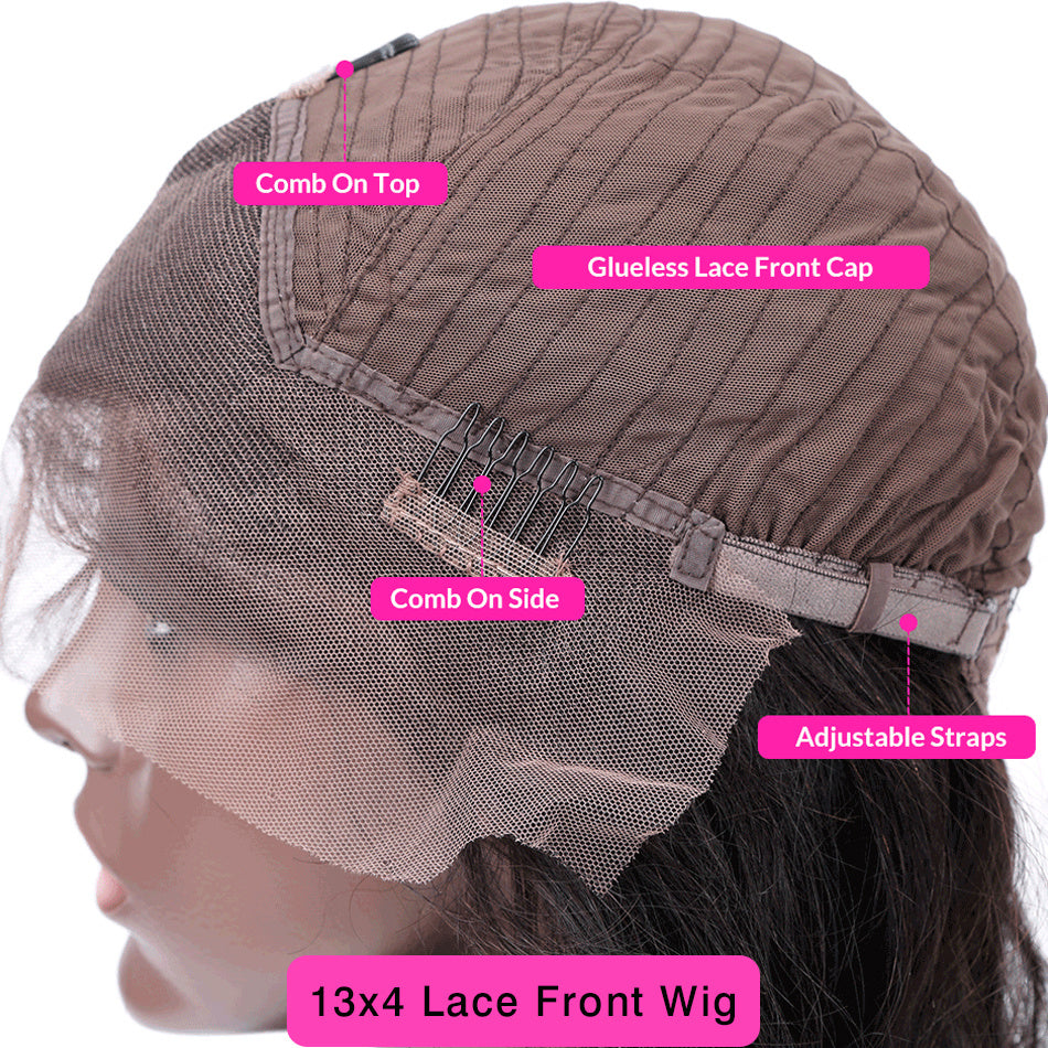 European & American Ladies Black Front Lace Small Wavy Curly Hair Wig – Natural Style, High Temperature Wire, 16-26 Inches, Slanted Bangs