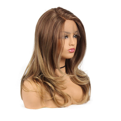 European and American Lace Wig with Oblique Bangs – High-Temperature Silk