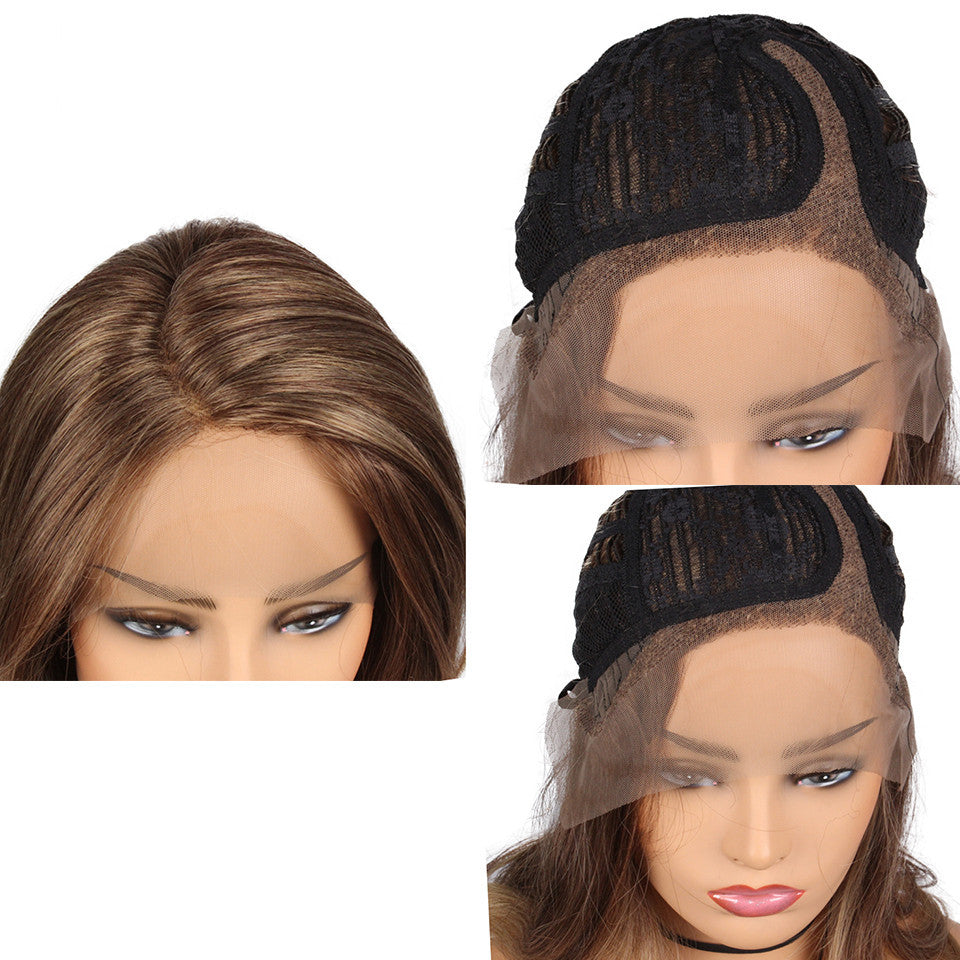 European and American Lace Wig with Oblique Bangs – High-Temperature Silk