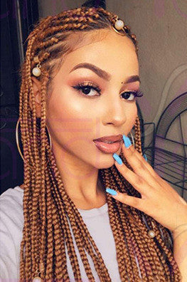 Front Lace African Small Curly Hair Wig for Women | Long Curly Hair with Oblique Bangs | Exotic Style | Protein Silk/Flange