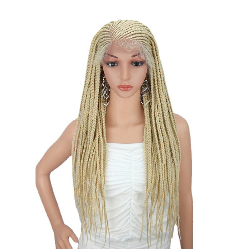 Front Lace African Small Curly Hair Wig for Women | Long Curly Hair with Oblique Bangs | Exotic Style | Protein Silk/Flange