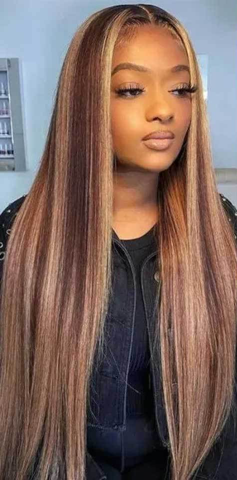 Front Lace Piano Pick Dyeing 4/27 Human Hair Wig | 150% & 180% Density | Real Hair, Dyeable & Ironable | T-Shaped Hand Woven