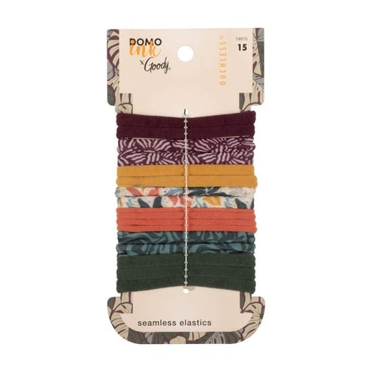 15 Ct Multicolor Stretchy Elastics Goody Tru x DomoINK Seamless Hair Ties